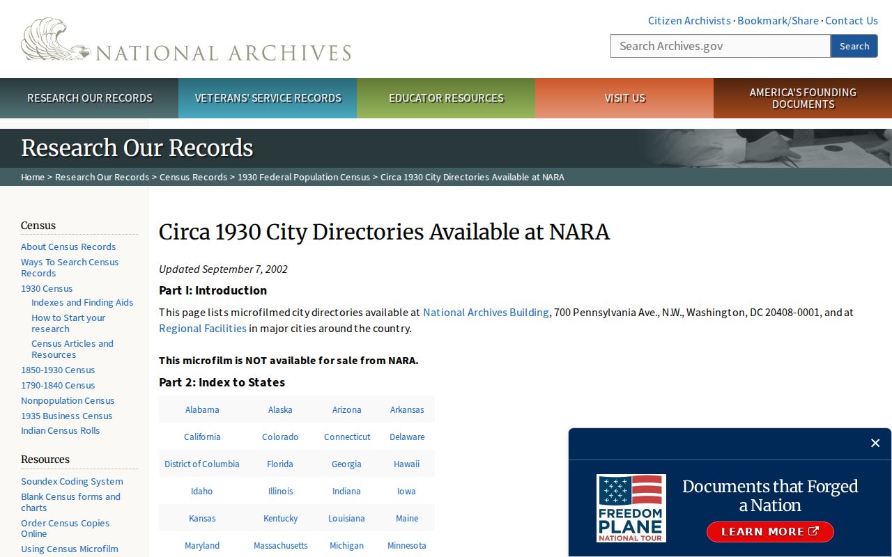 Chino Hills city directory NARA regional directory list