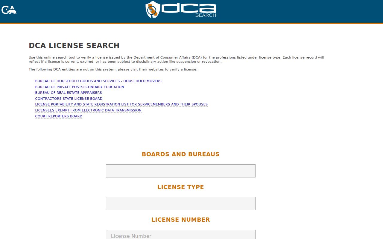 Chino Hills resident lookup California professional license search